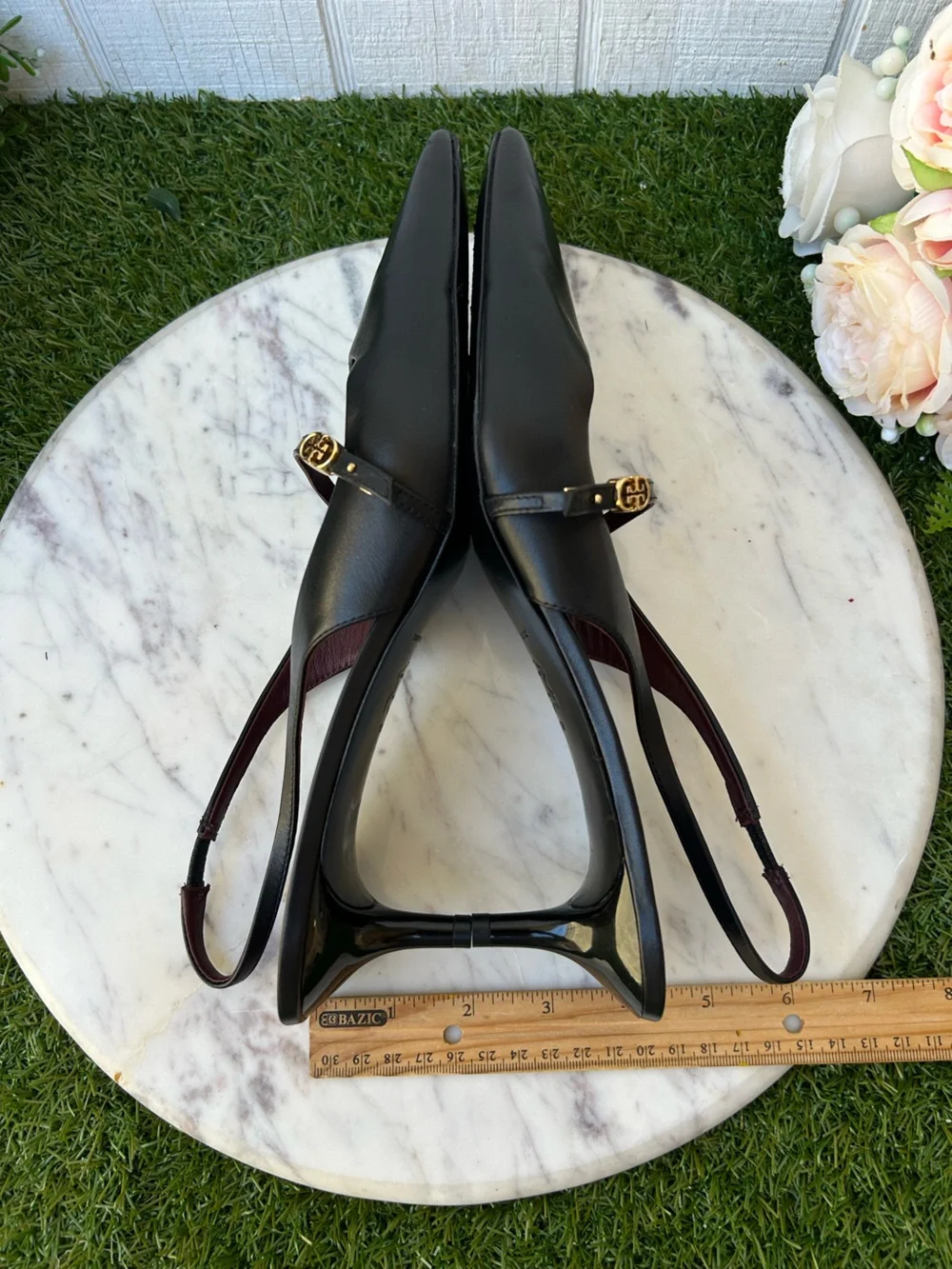 TORY BURCH DOUBLE T BUCKLE MARY JANE SLINGBACK $325 size 10  Perfect Black